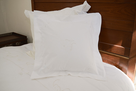 Lotus Hand Embroidered Pillow Sham, Small Euro 18x18"